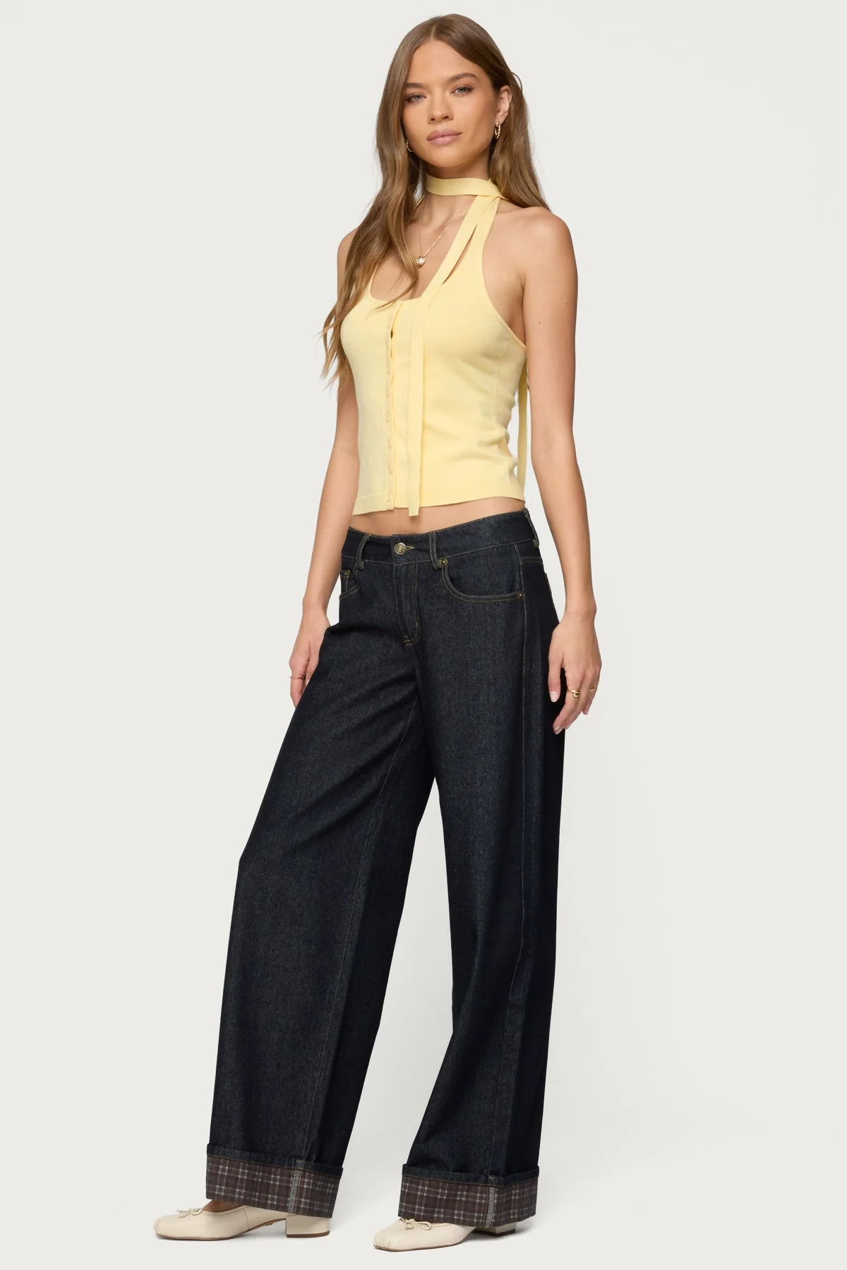 Yellow Knit Halter Top Set