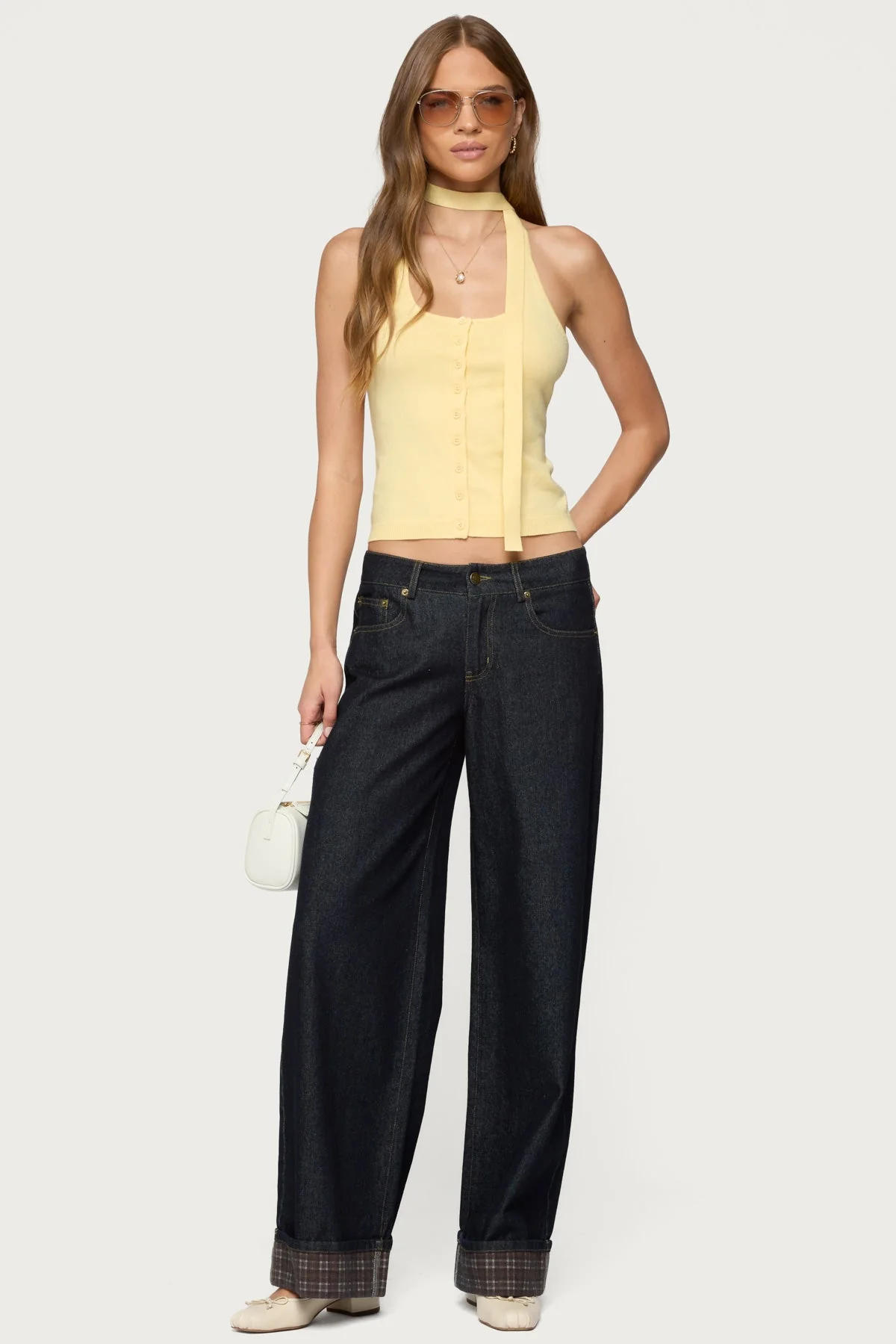 Yellow Knit Halter Top Set