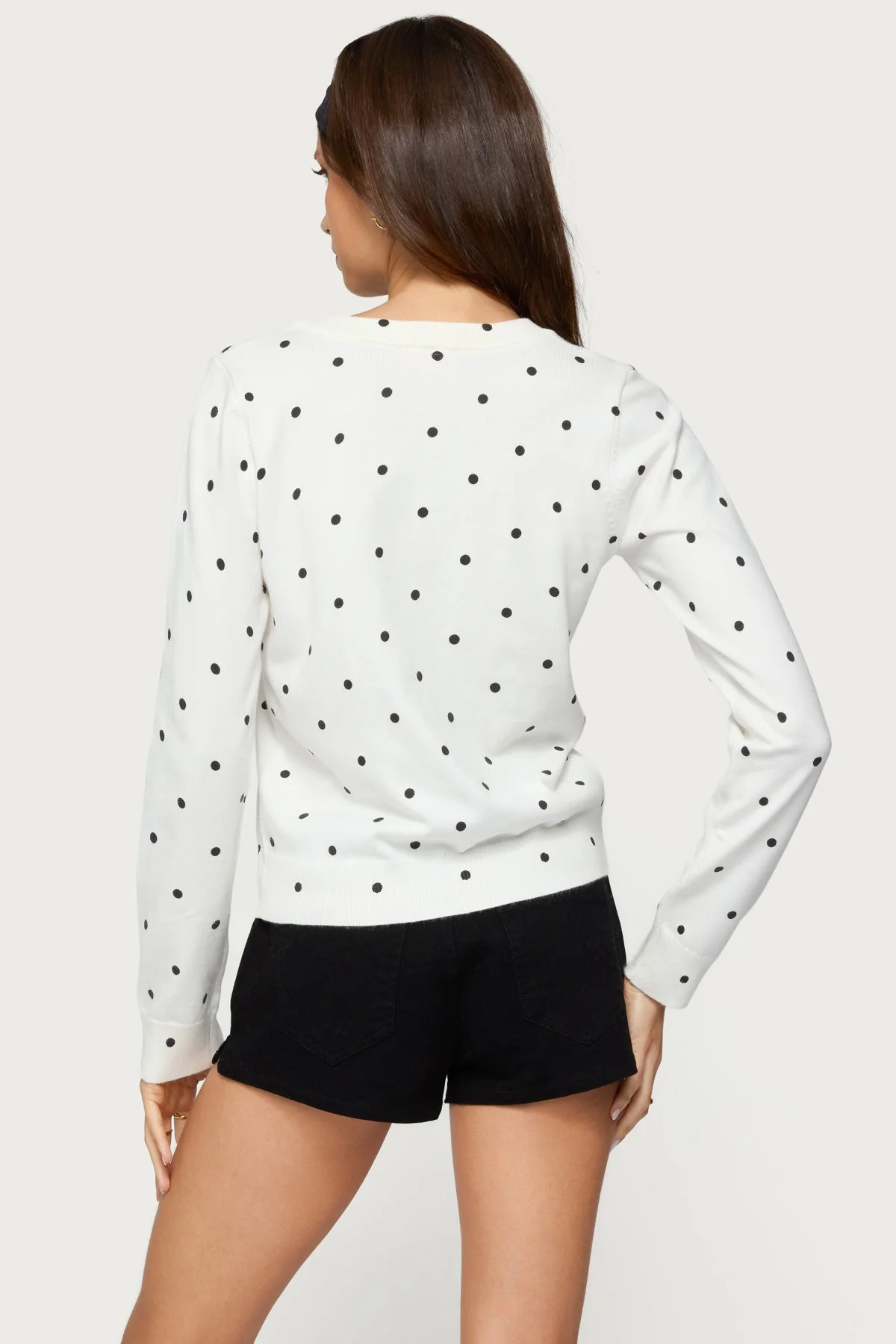 Black & White Knit Polka Dot Cardigan