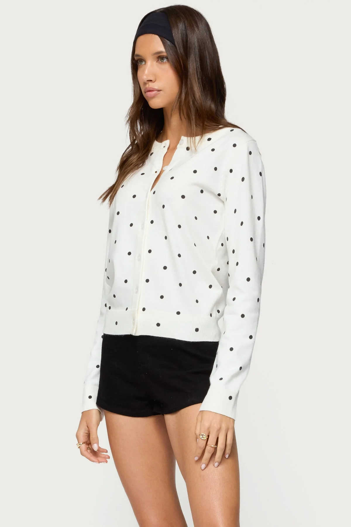 Black & White Knit Polka Dot Cardigan