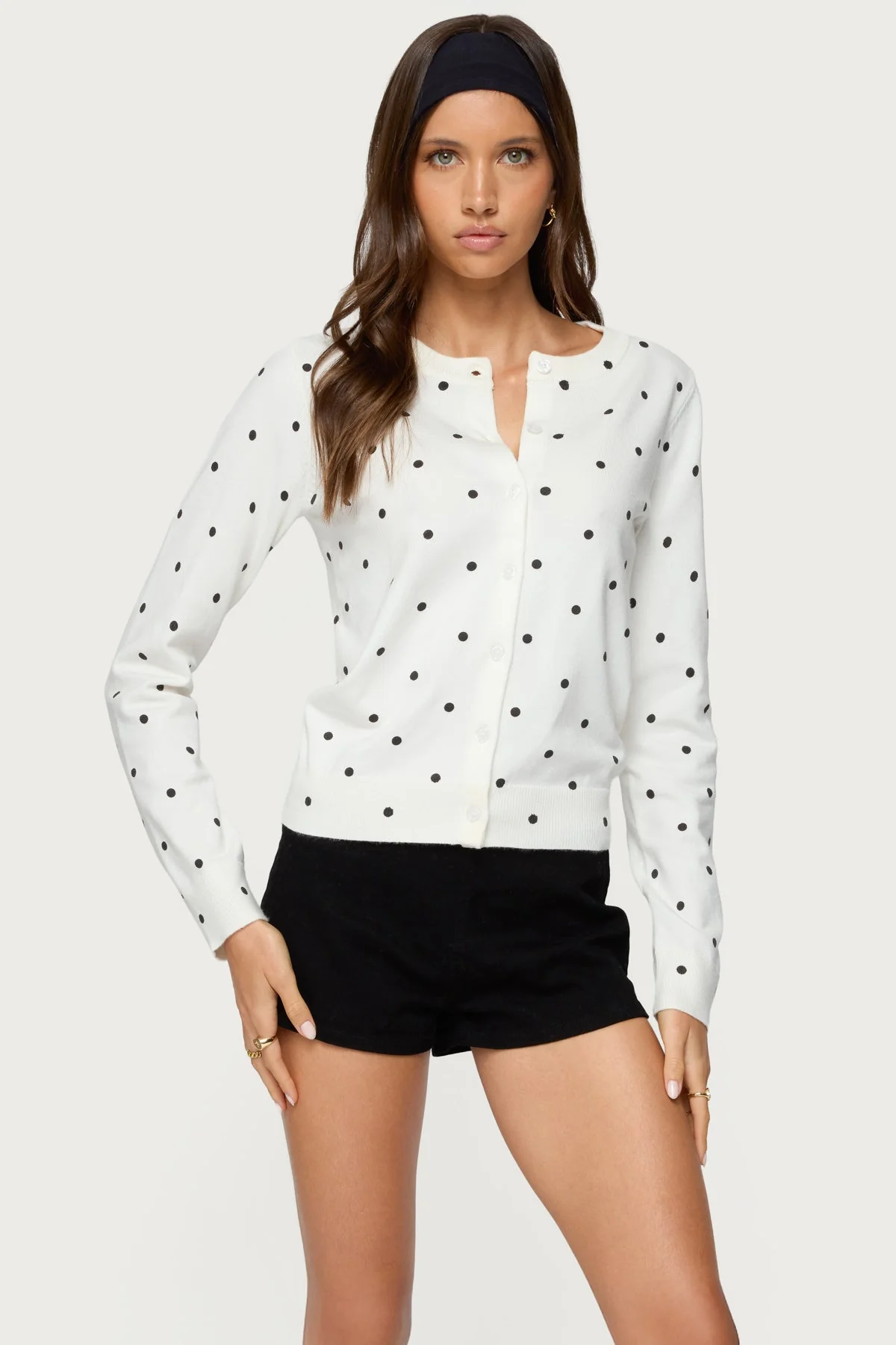 Black & White Knit Polka Dot Cardigan