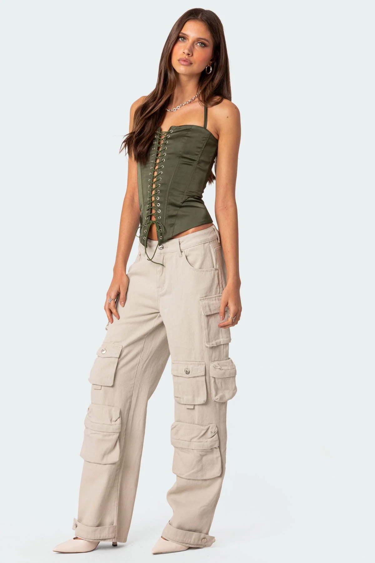 Relaxed Fit Cargo Jeans for Women