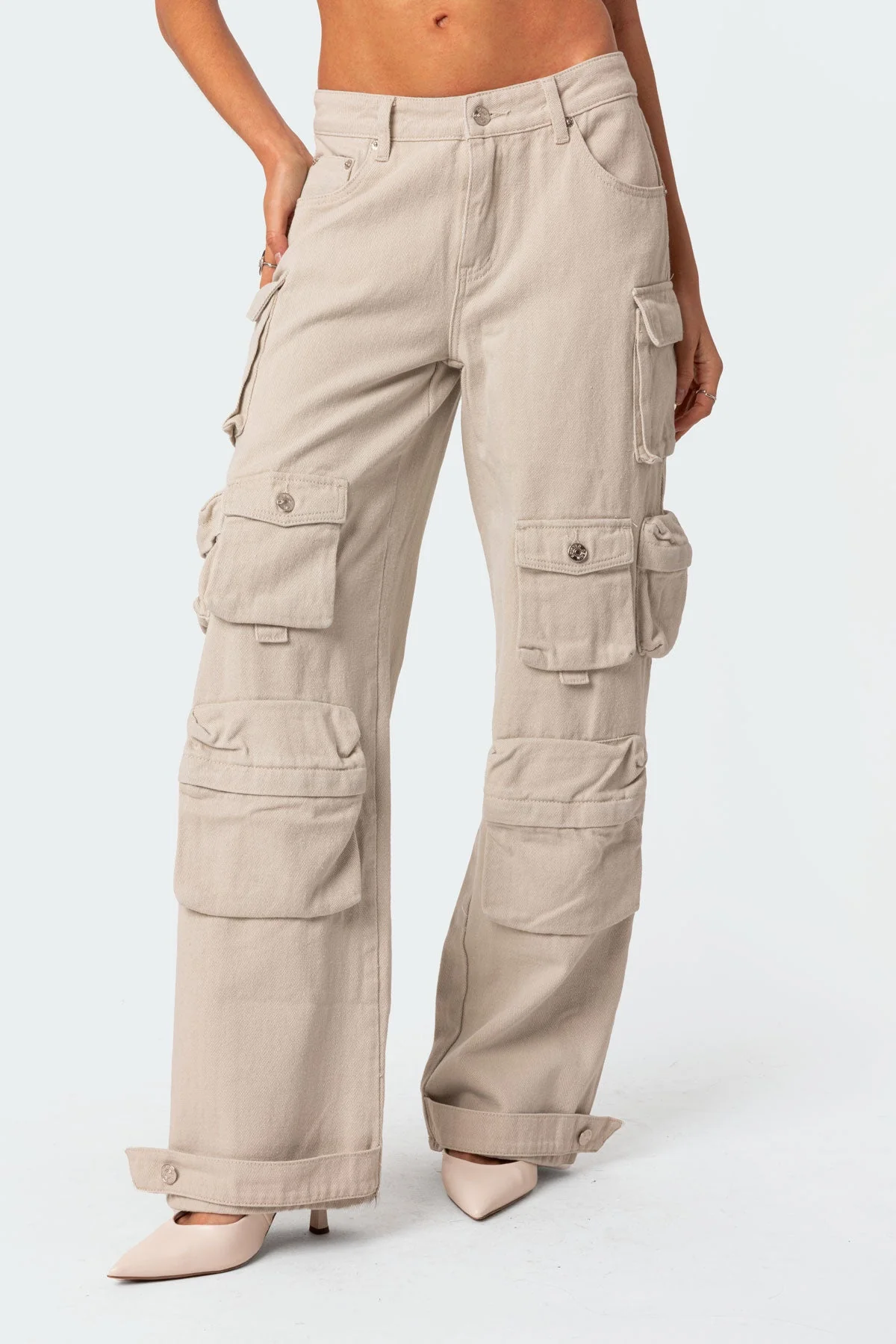 Relaxed Fit Cargo Jeans for Women