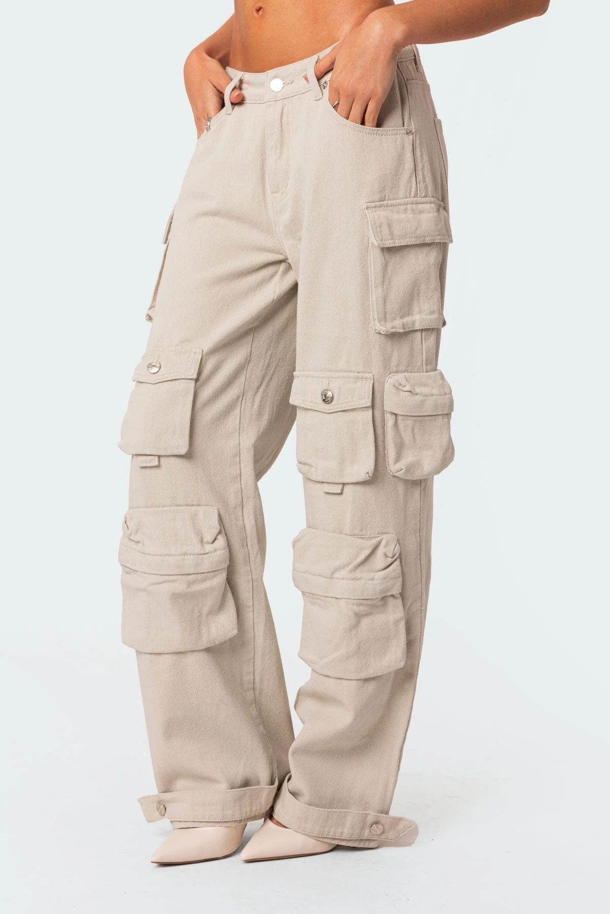 Relaxed Fit Cargo Jeans for Women