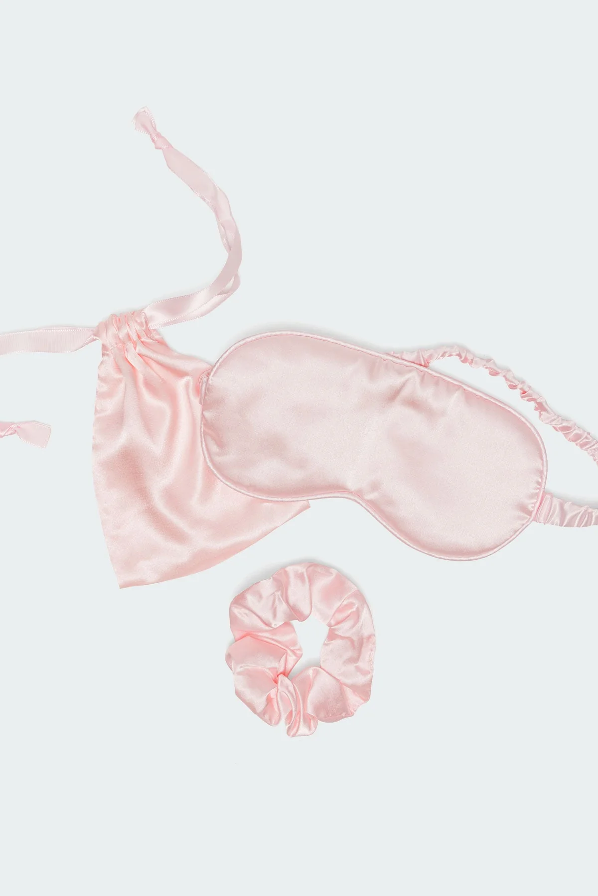 Pink Satin Eye Mask and Scrunchie Set