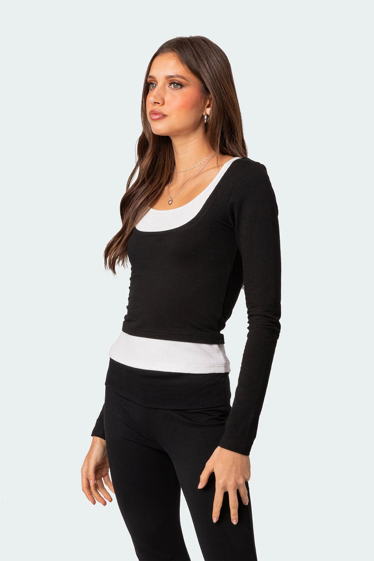 Stylish Harriet Black and White Layered Top