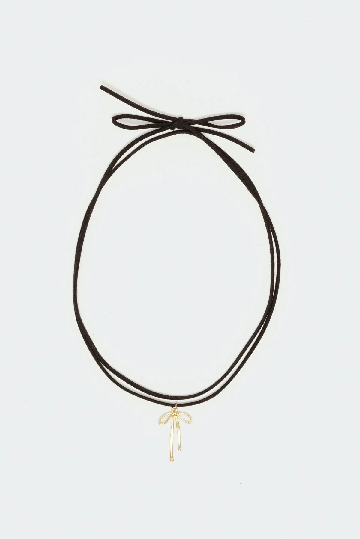Golden Cord Necklace with Dangly Bow Pendant