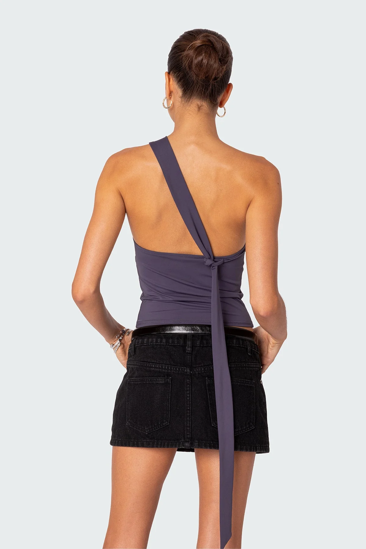 Purple Asymmetric Scarf Top | Stylish One Shoulder Design