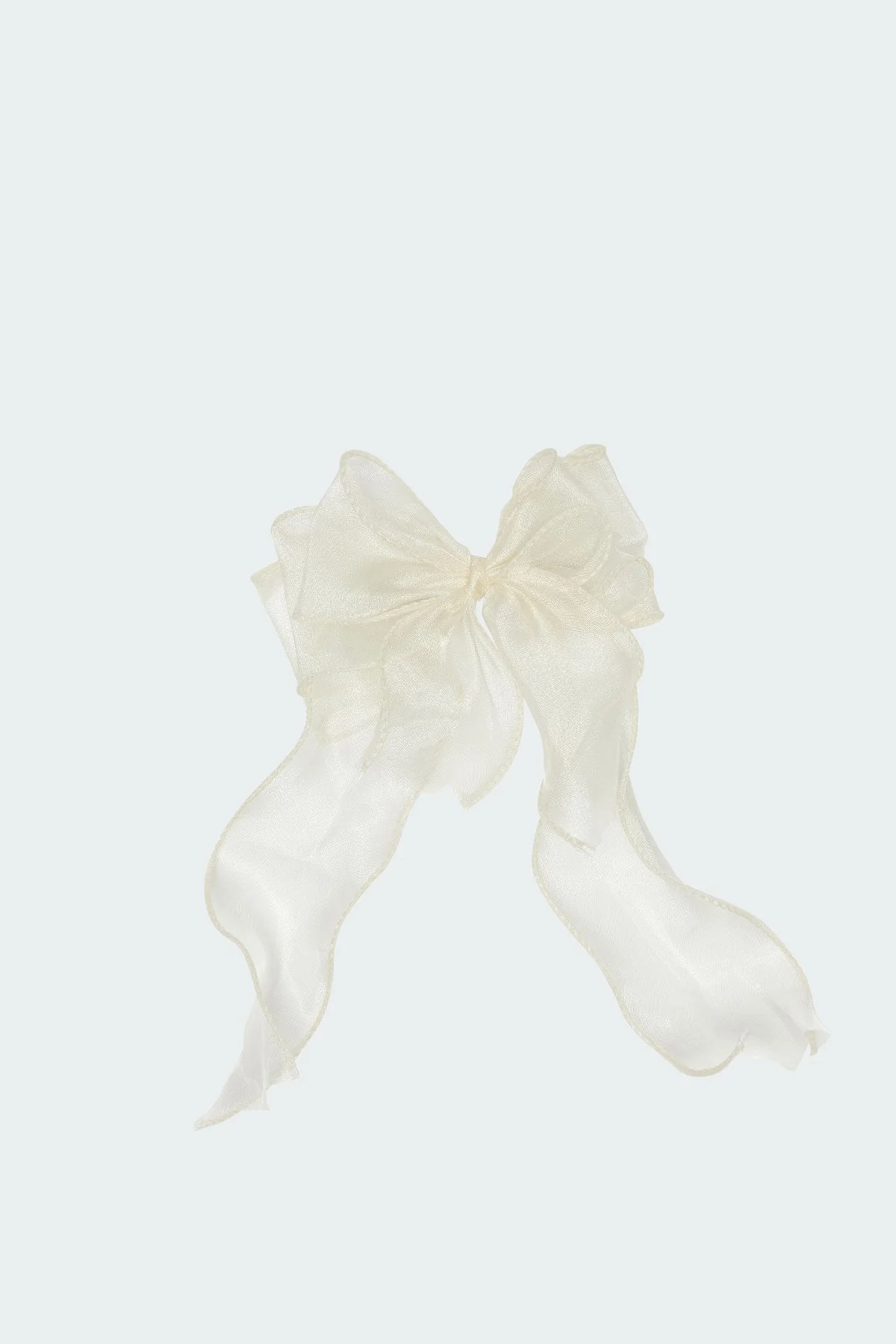Cream Frilled Bow Hair Clip for Women