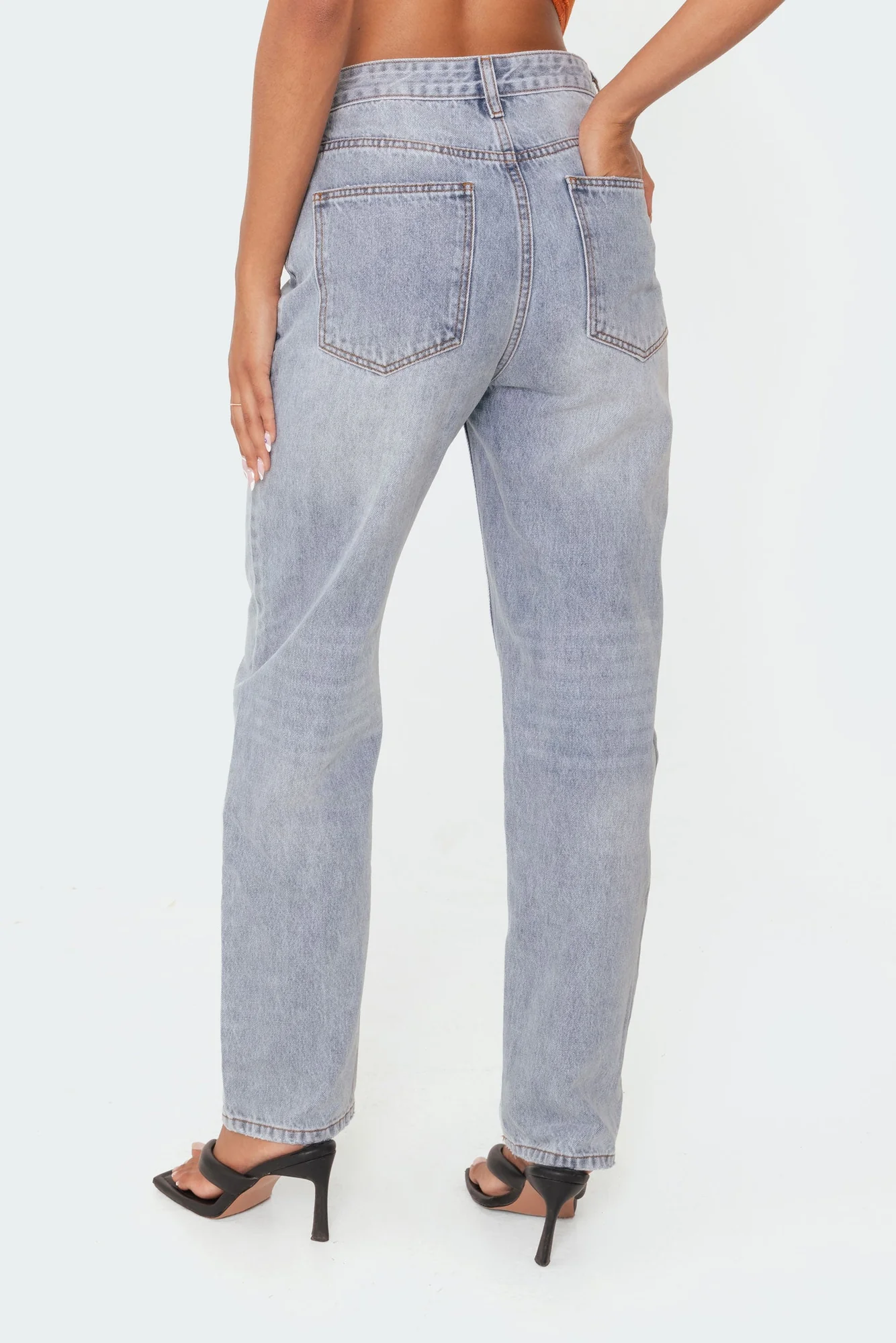 Light Blue Relaxed Fit Cotton Boyfriend Jeans