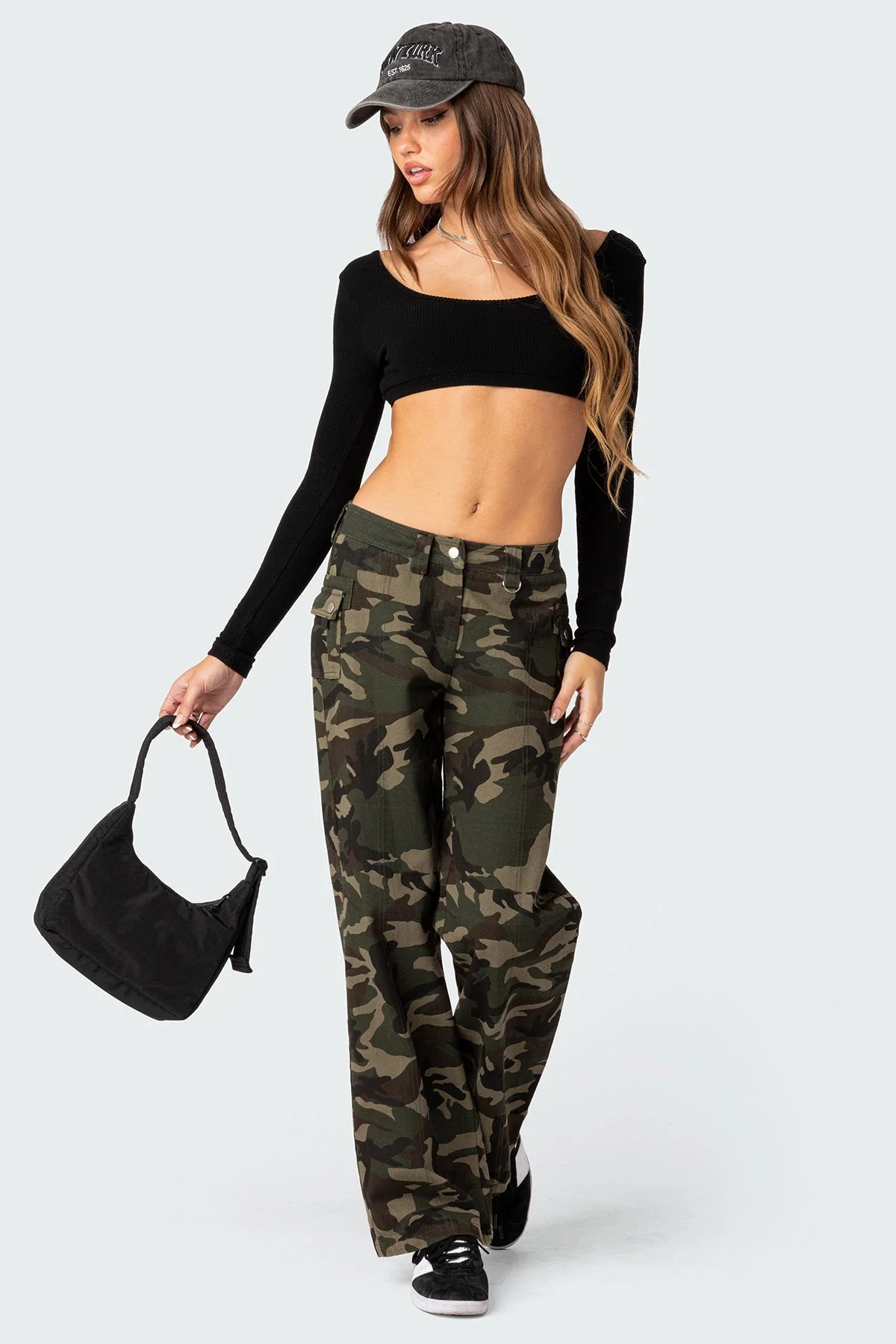 Camo Low-Rise Cargo Pants for Women