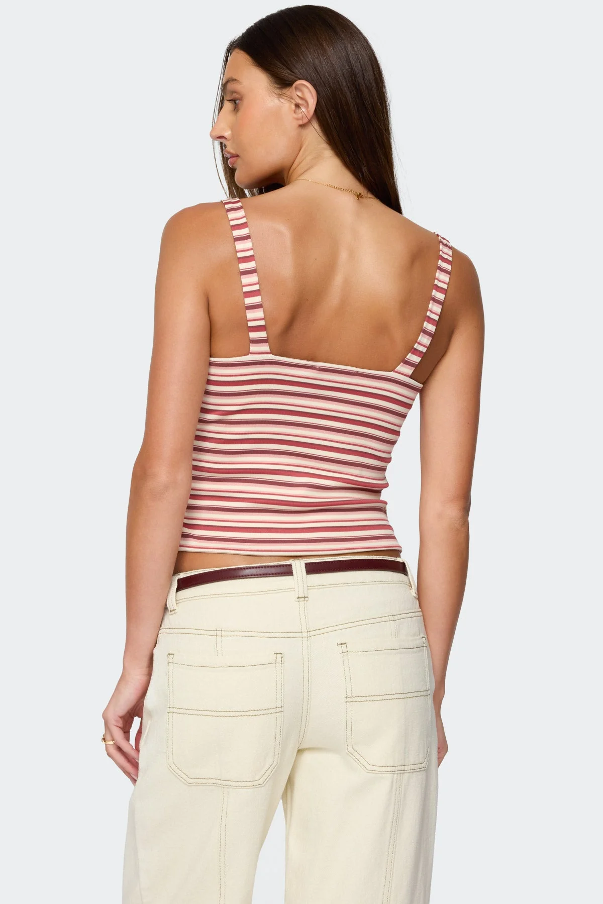 Ruched Striped Tank Top in Mix Color | Womens Sleeveless Shirt