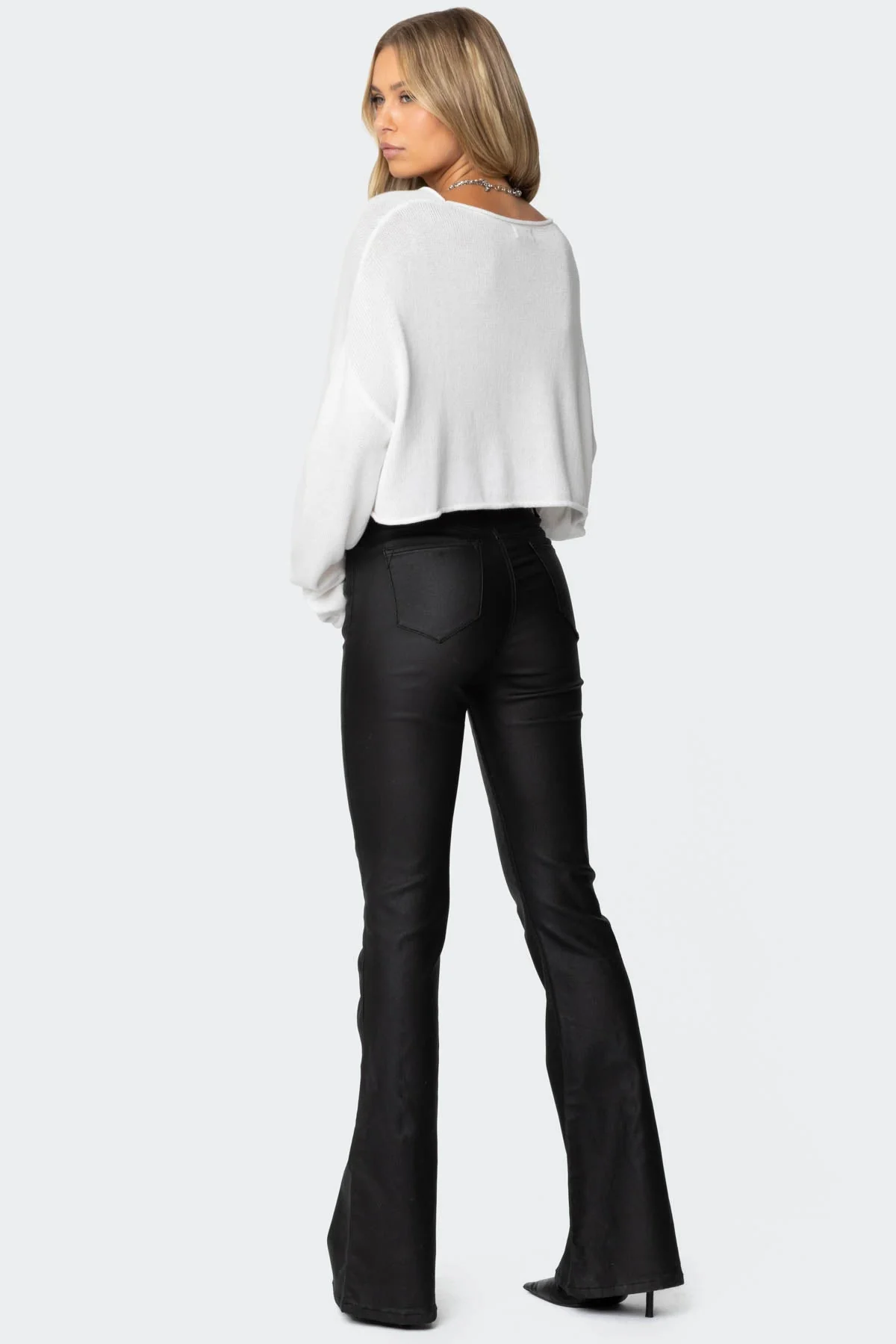 Flare Faux Leather Pants in Black - Stylish Flared Jeans