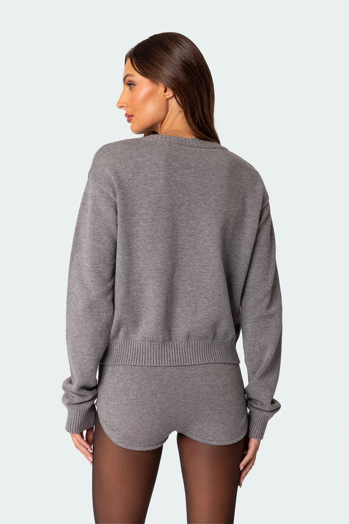 Cozy Knitted Oversized Sweater in Gray Melange