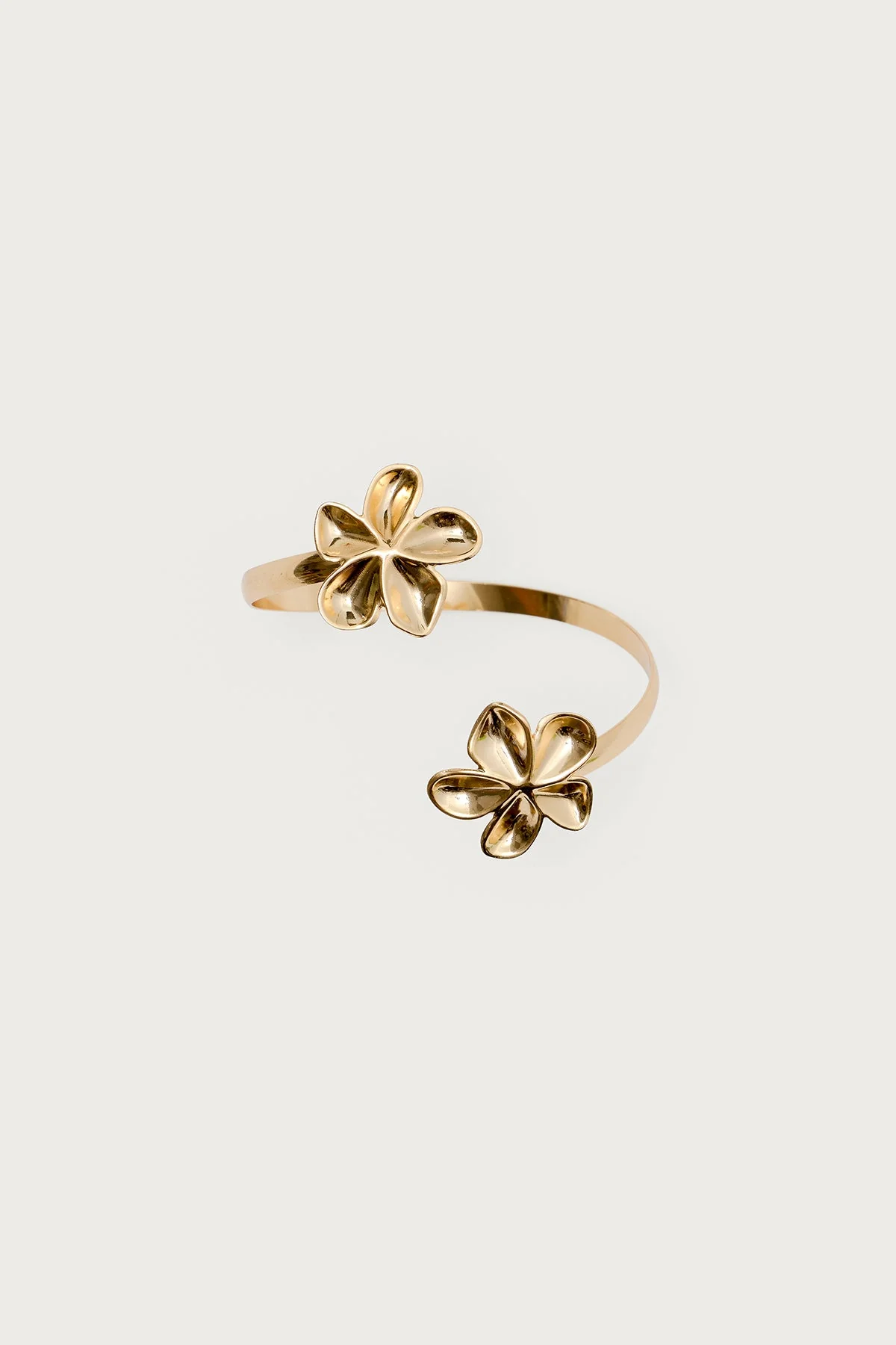 Floral Arm Cuff Bracelet in Gold Tone Metal