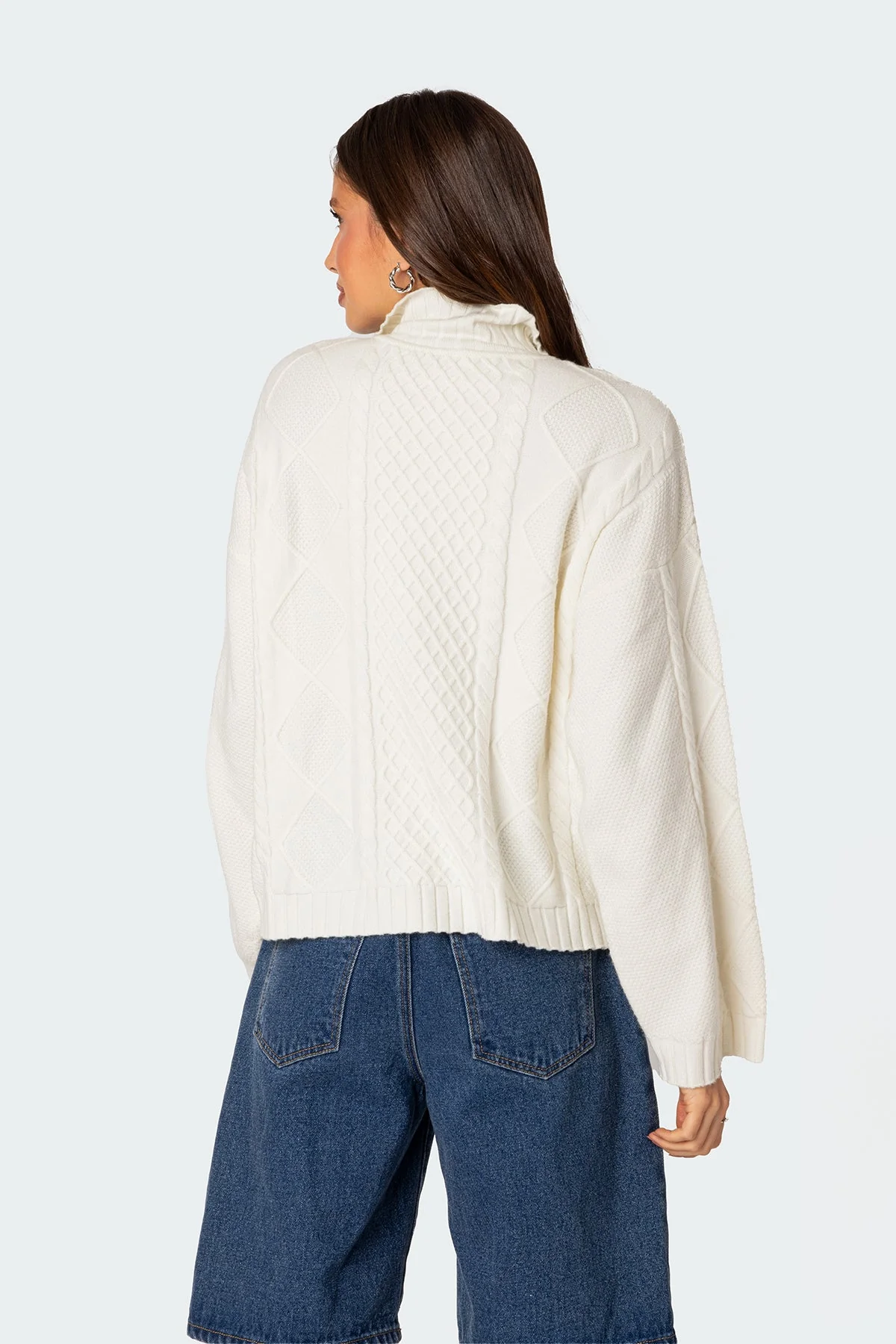 Cream Oversized Cable Knit Sweater