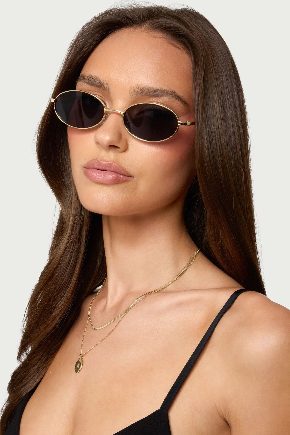 Metal Oval Sunglasses UV Protection High Fashion Style