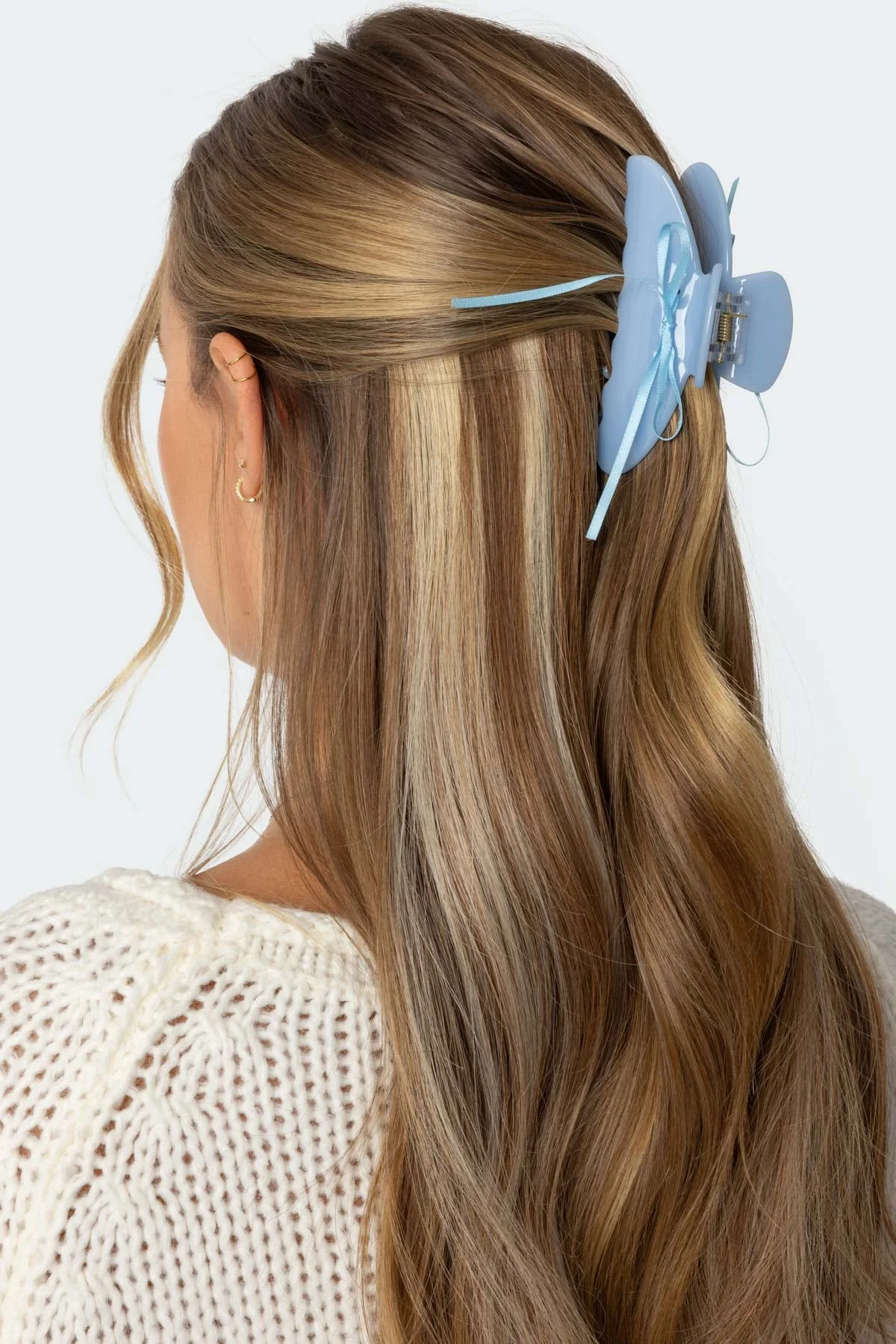 Blue Ribbon Bow Hairclip Accessory