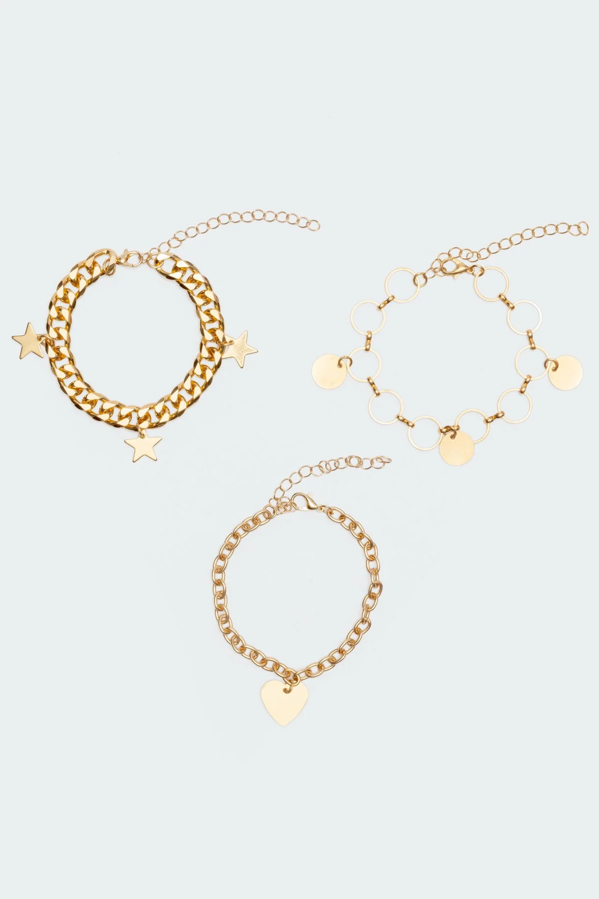 Gold Tone Metal Assorted Shape Bracelet Pack