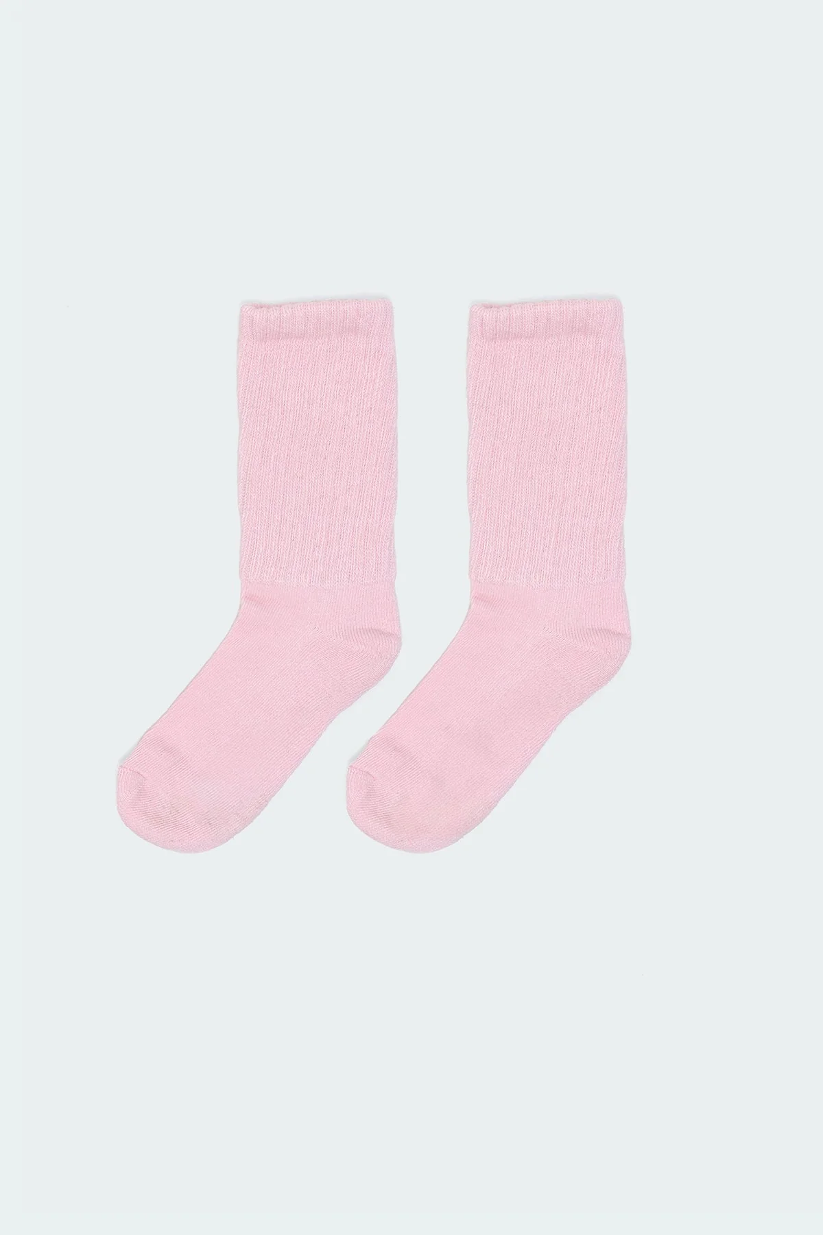 Pink Ribbed Cotton Spandex Scrunch Socks