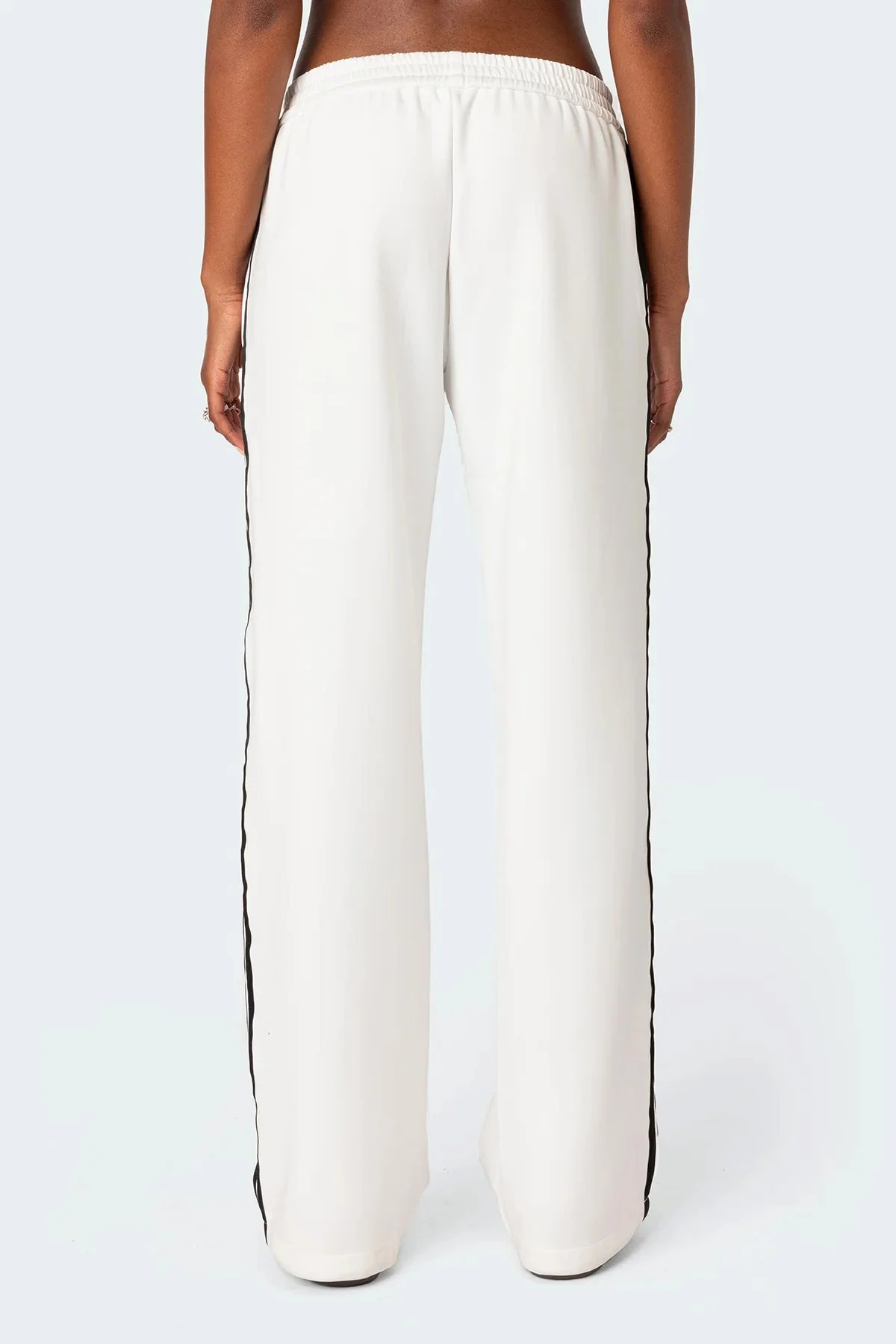 White Elastic Waist Track Pants Joggers