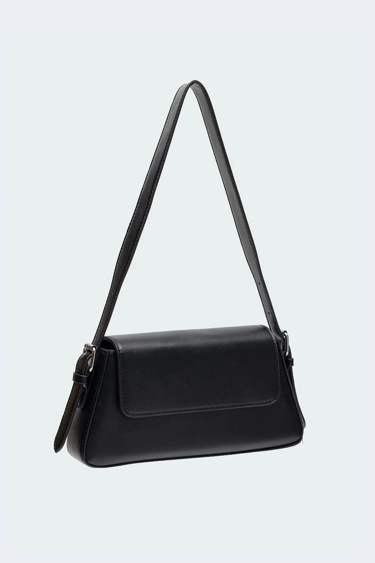 Black Faux Leather Shoulder Bag