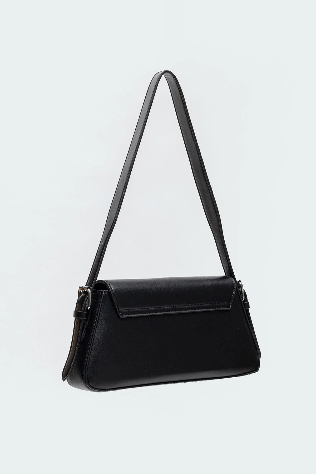 Black Faux Leather Shoulder Bag
