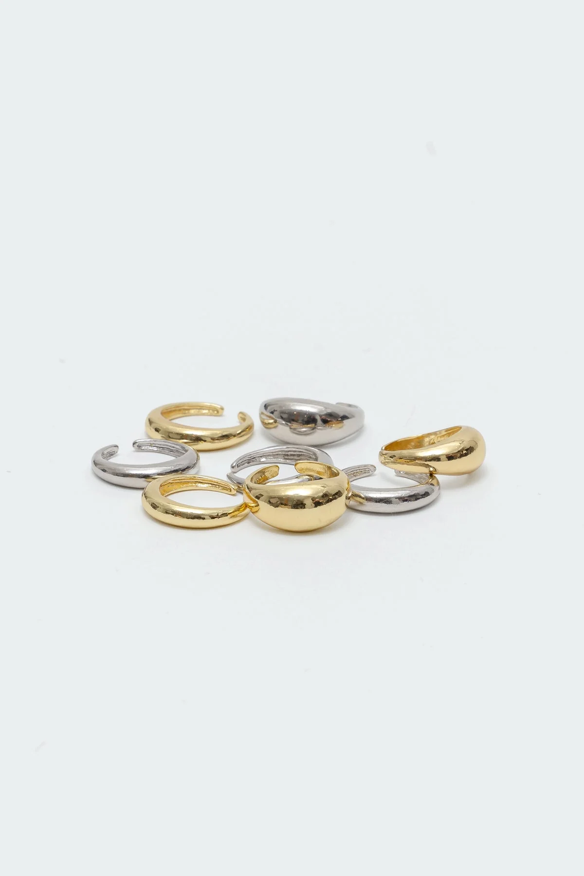 Metallic Mix Silver and Gold Ring Pack - 8 Pieces
