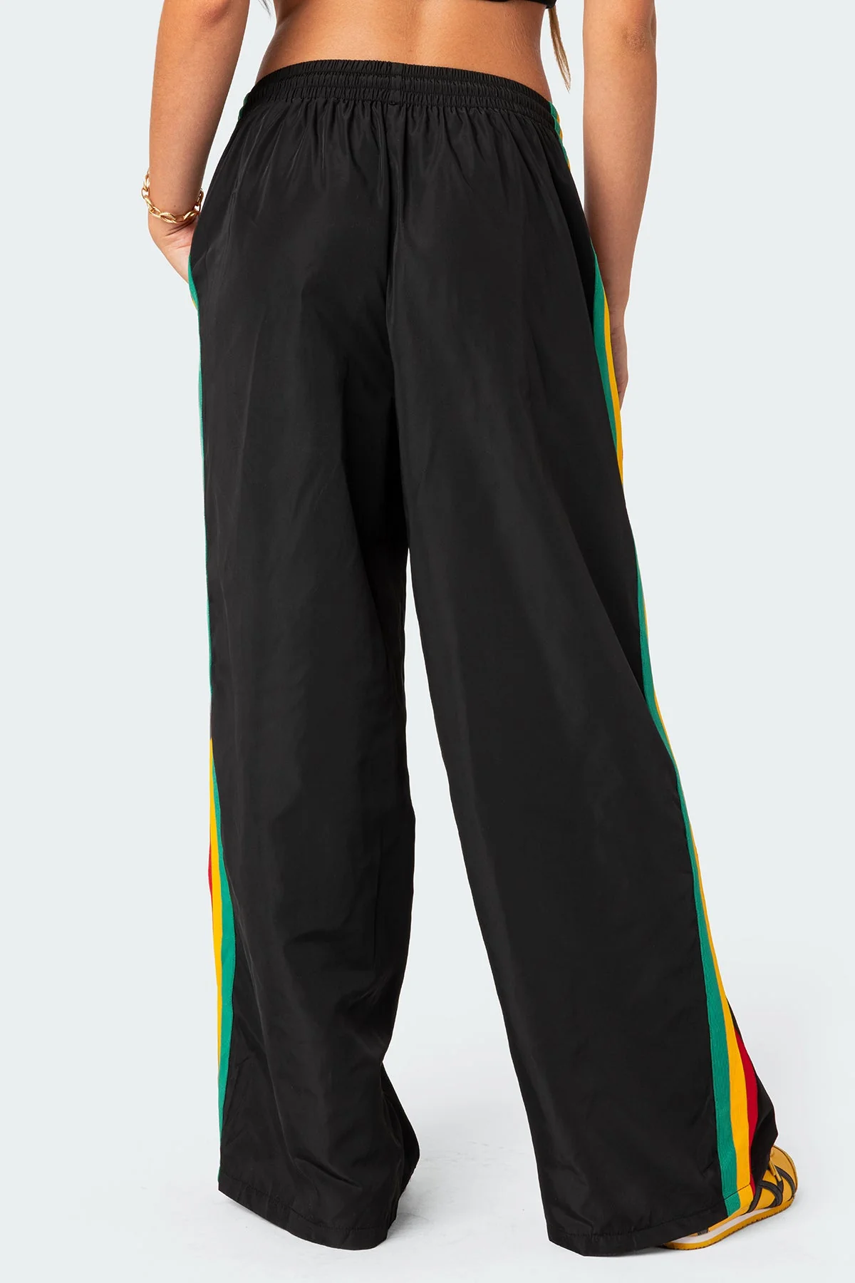 Black Nylon Track Pants for Women