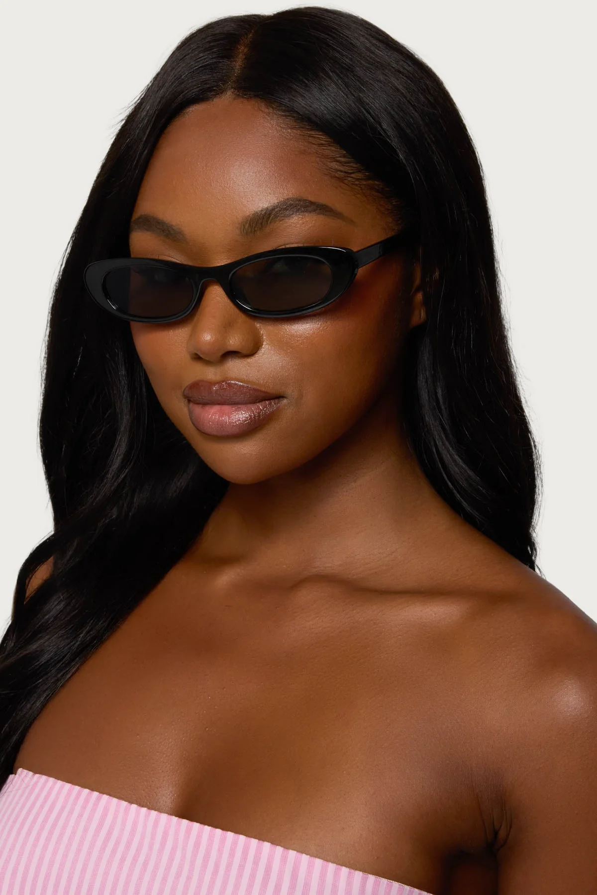 Classic Black Oval Sunglasses UV Protection