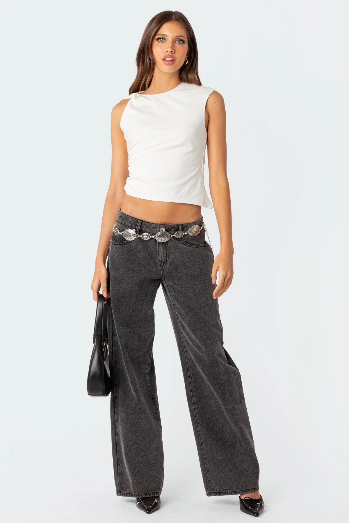 Black Washed Low Rise Denim Jeans for Women