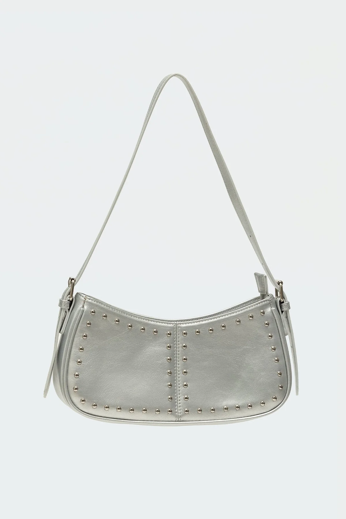 Silver Studded Metallic Bag - Stylish Shoulder Handbag