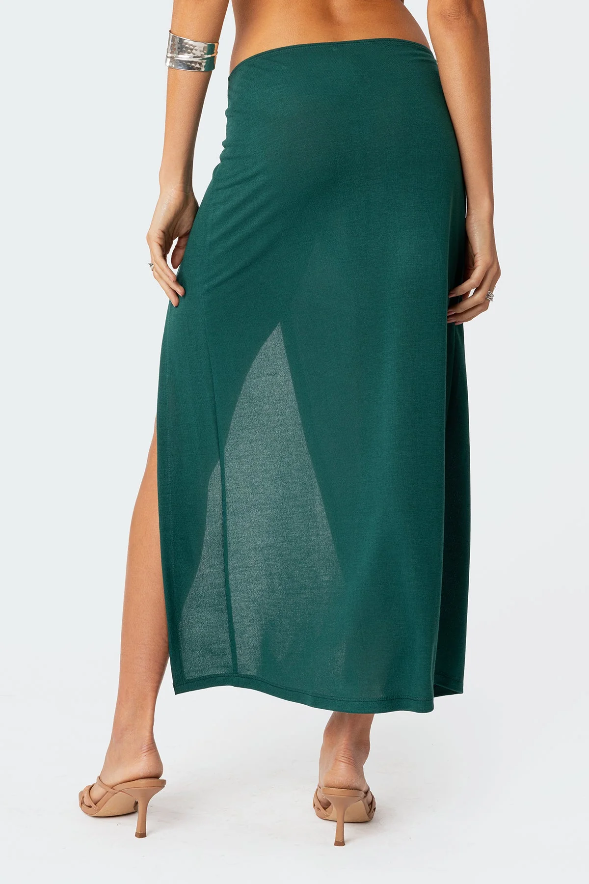 Green Wrap Midi Skirt Set