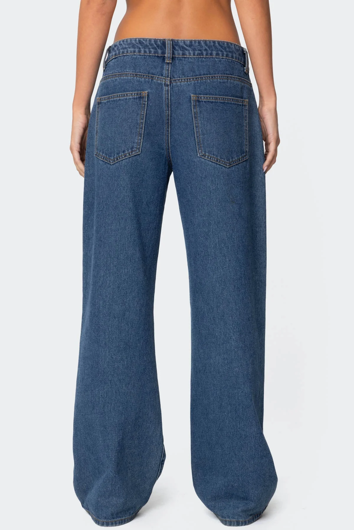 Blue Washed Low Rise Denim Jeans - Comfortable and Stylish