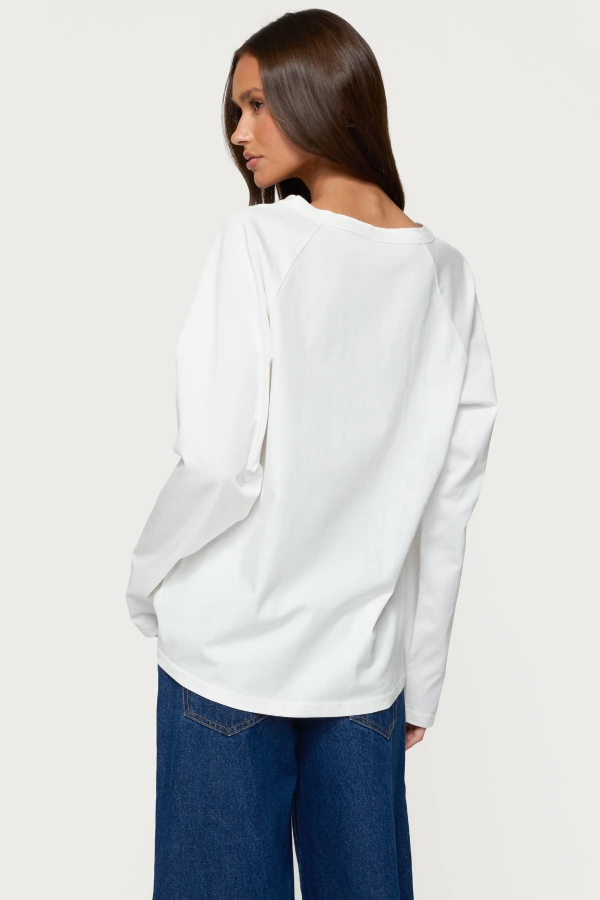 White Cotton Oversized Henley Shirt