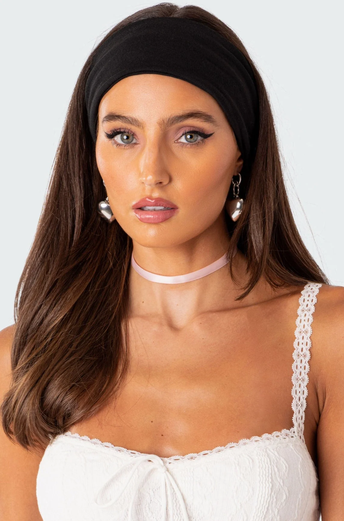 Wide Fit Black Cotton Headband for Women