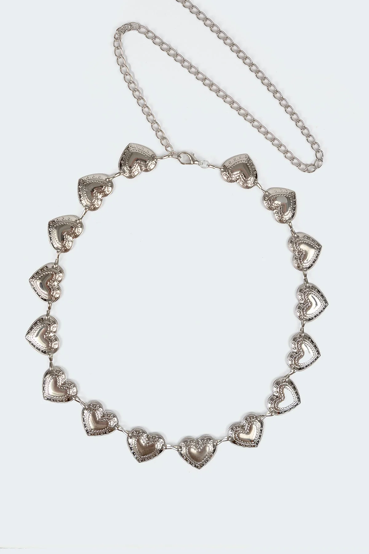 Silver Heart Pendant Belt - Fashion Accessories