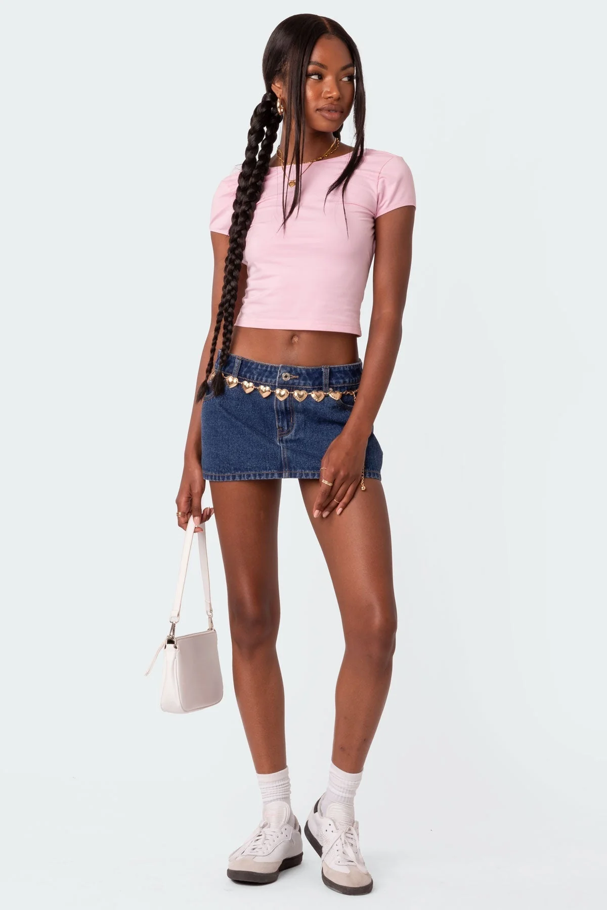 Light Pink Open-Back T-Shirt Womens Casual Cotton Spandex Blend