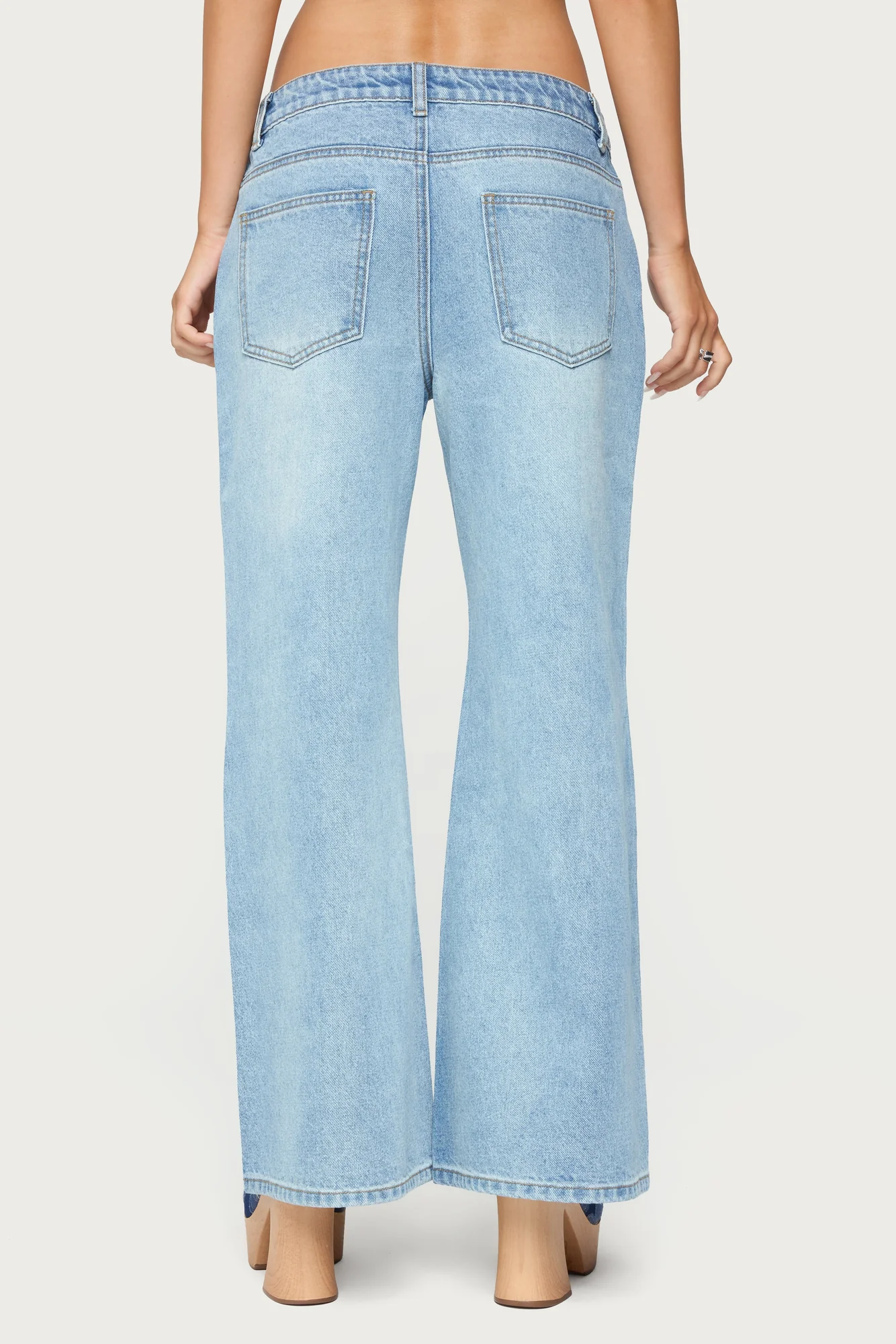 Petite Light Blue Wide Leg Denim Pants