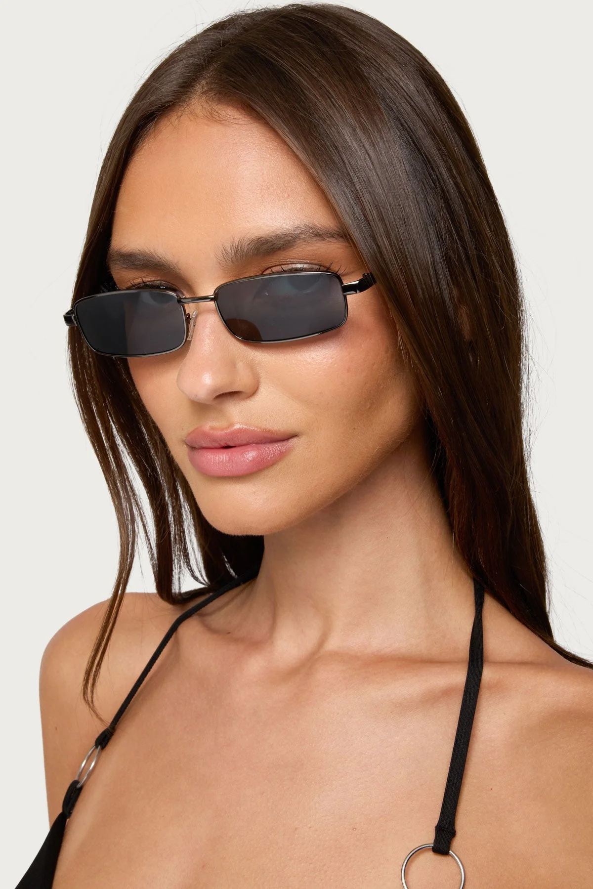 Modern Black Rectangle Sunglasses for UV Protection