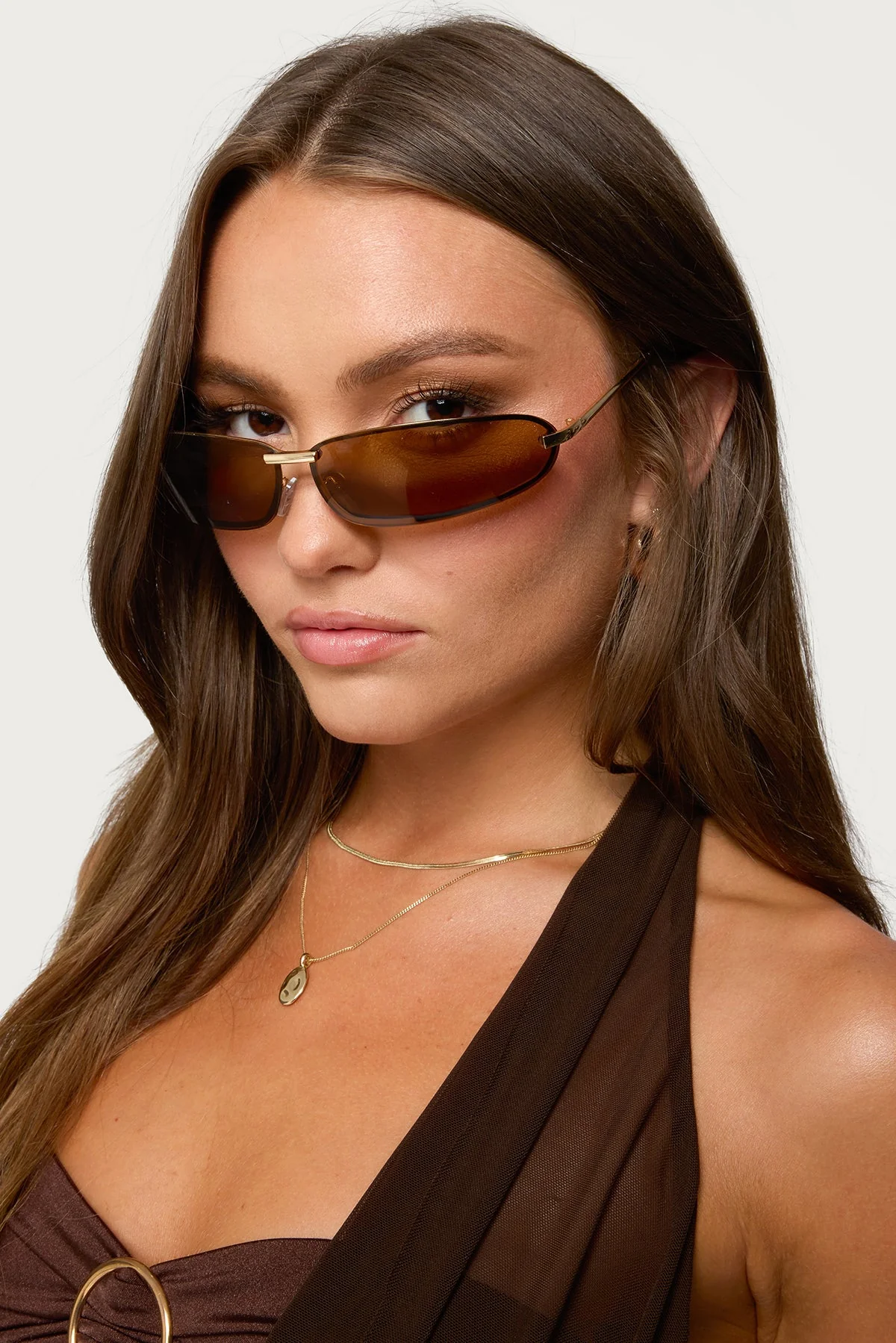 Classic Brown Oval Sunglasses UV Protection