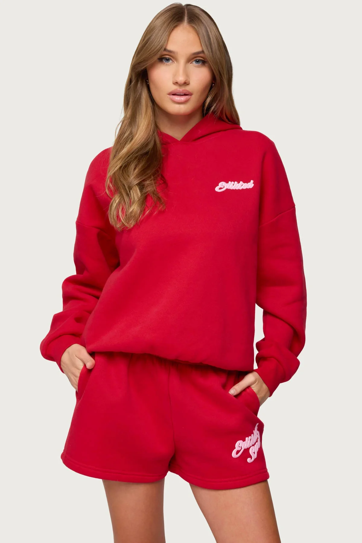 Sporty Red Hoodie - Stylish Long Sleeve Outerwear for Men and Women