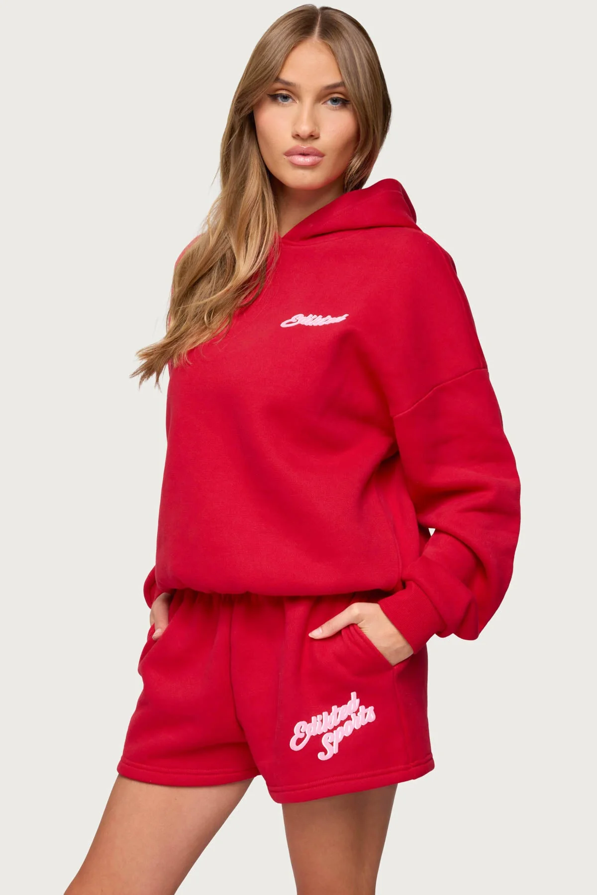 Sporty Red Hoodie - Stylish Long Sleeve Outerwear for Men and Women