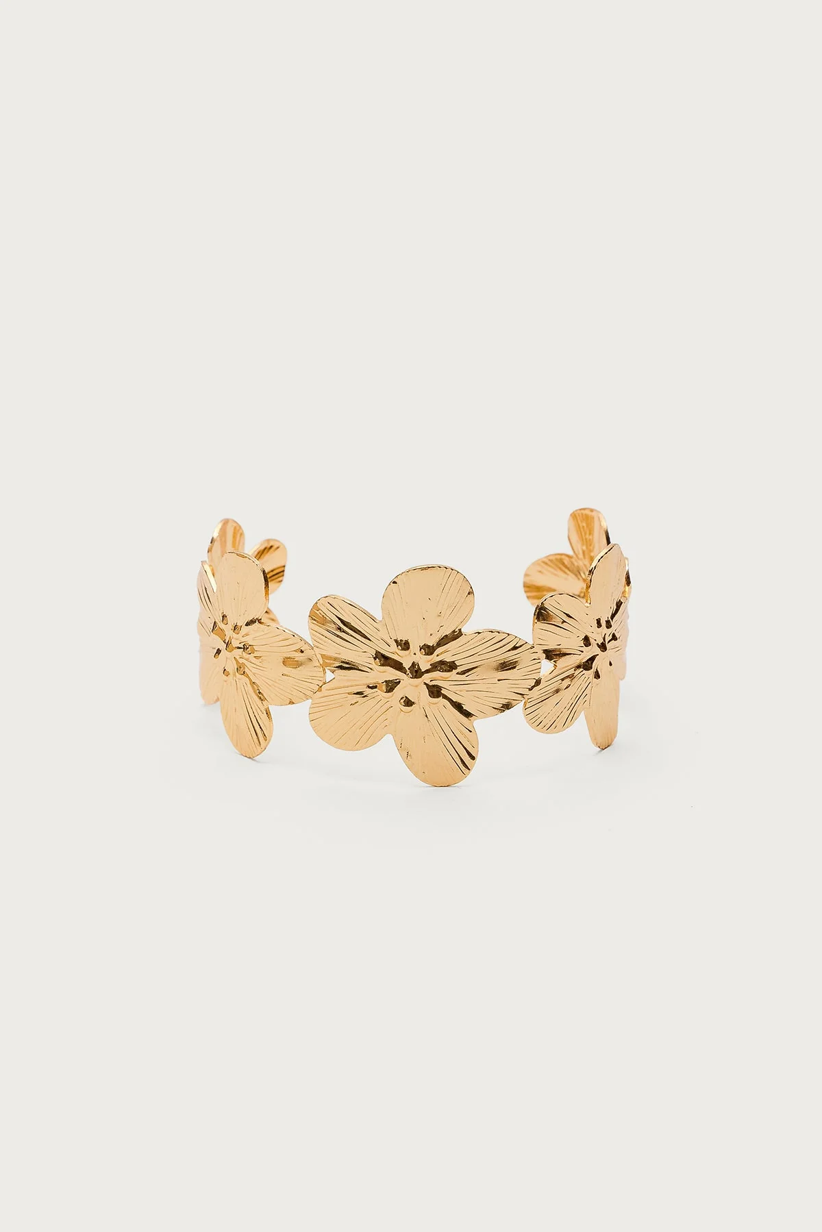 Floral Design Gold Cuff Bracelet for Women