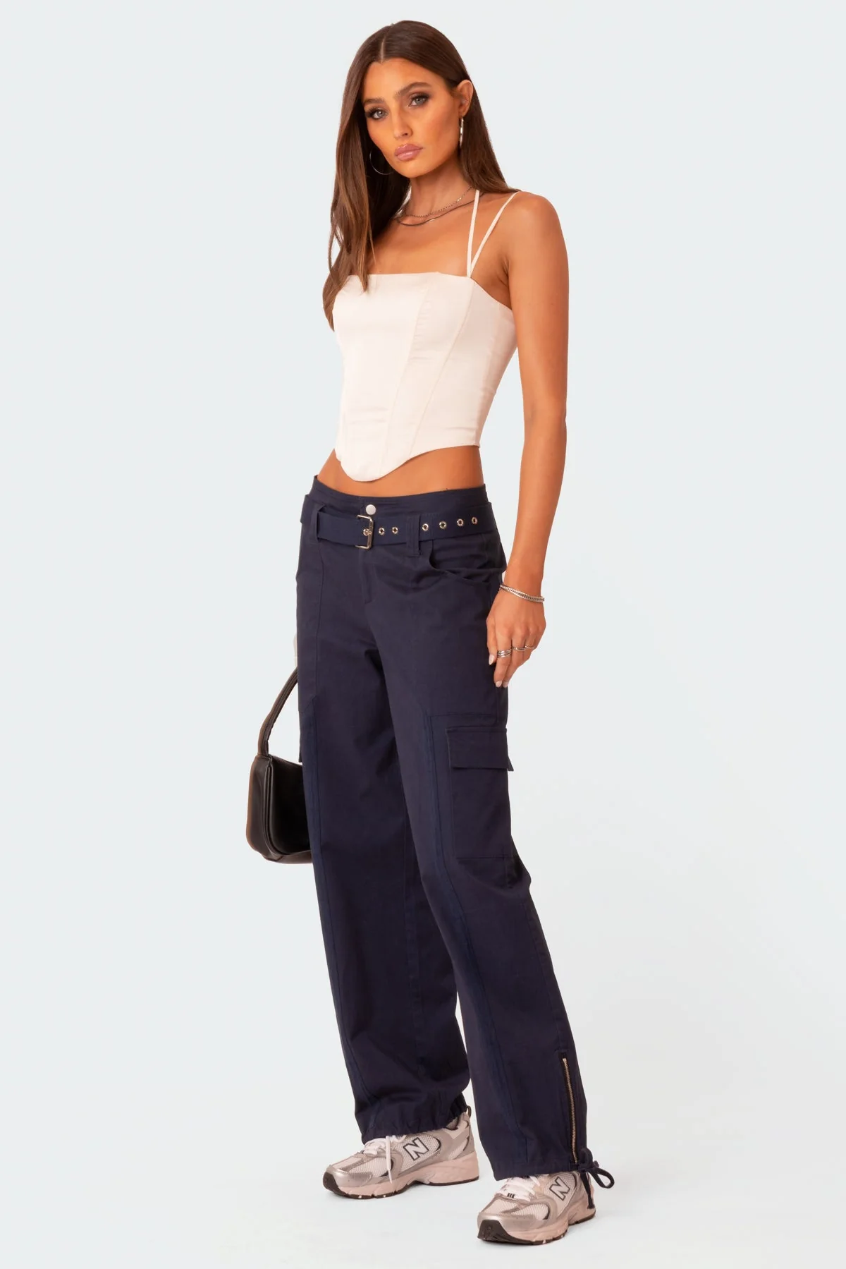 Cream Satin Lace-Up Corset Top