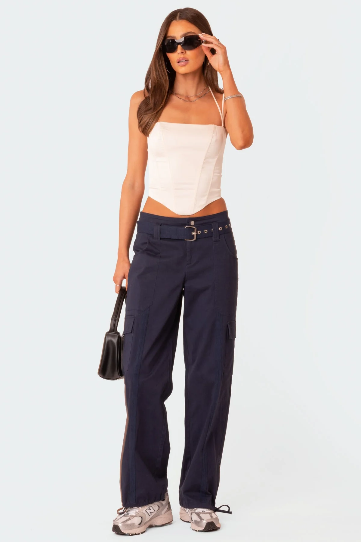 Cream Satin Lace-Up Corset Top