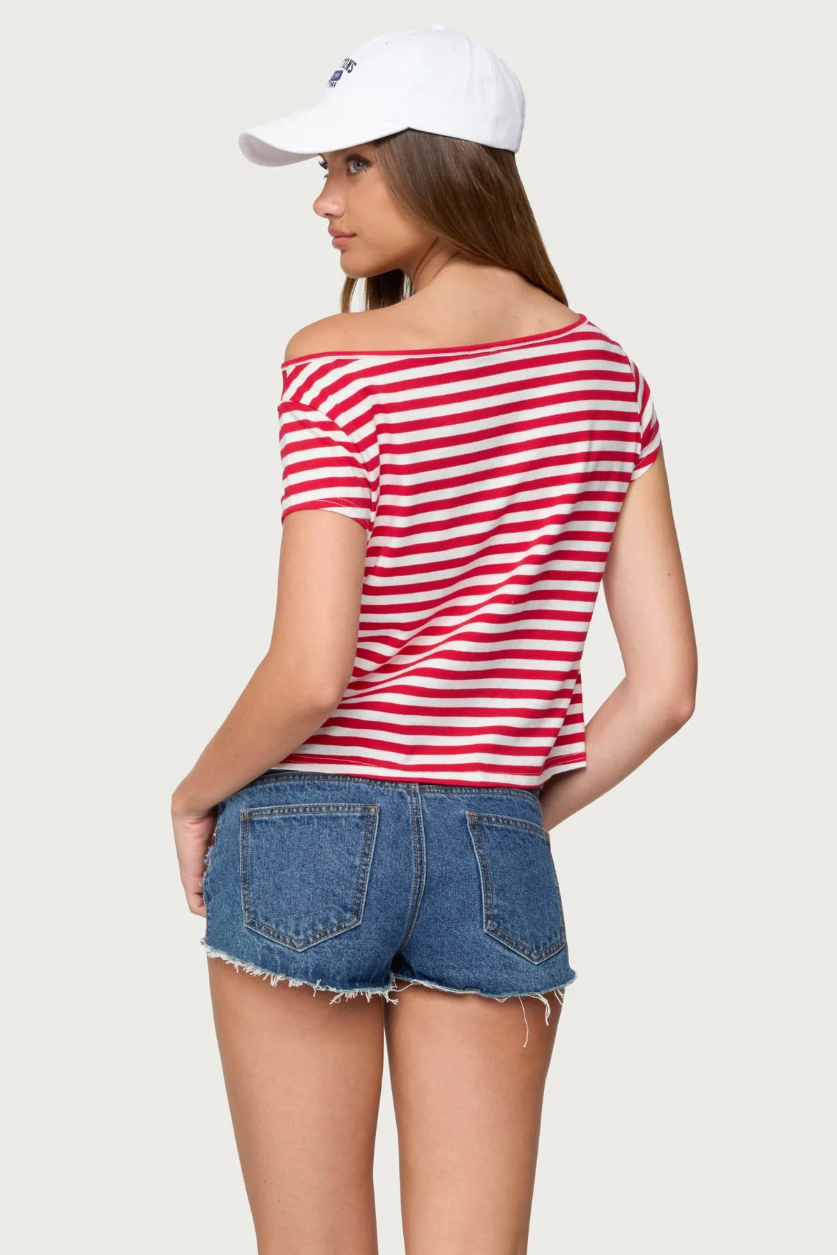 Off Shoulder Striped Top for Women in Red - Stylish Aretha Collection