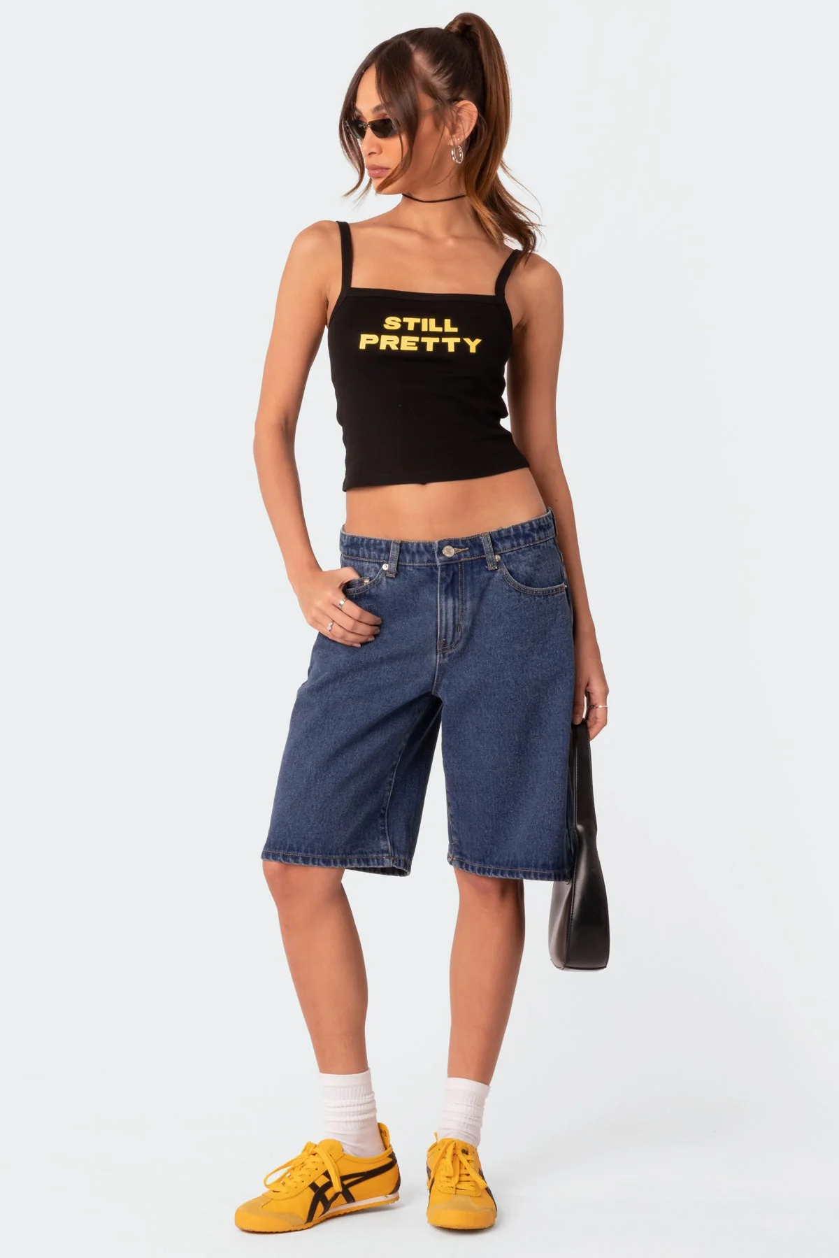 Blue Denim Oversized Bermuda Shorts