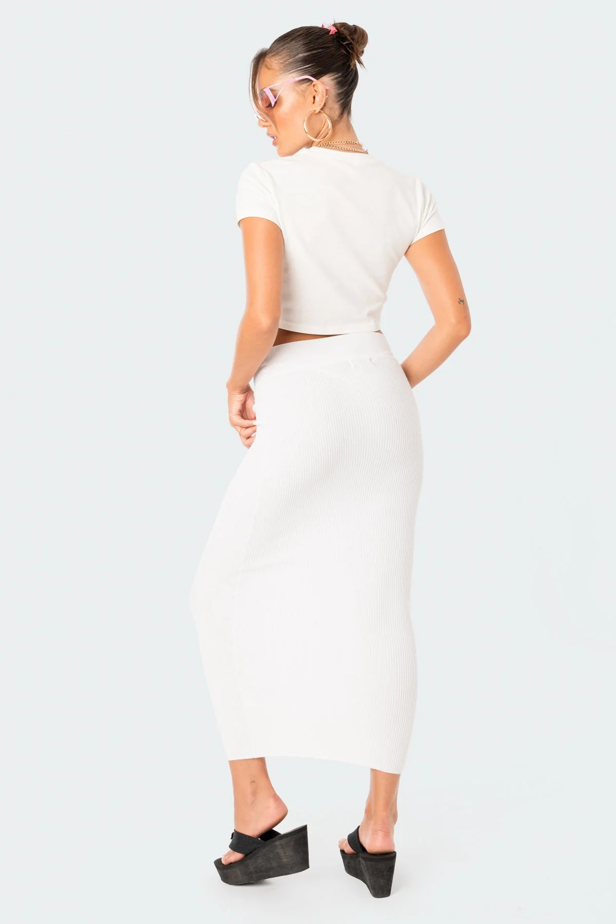 White Knitted Maxi Dress Skirt