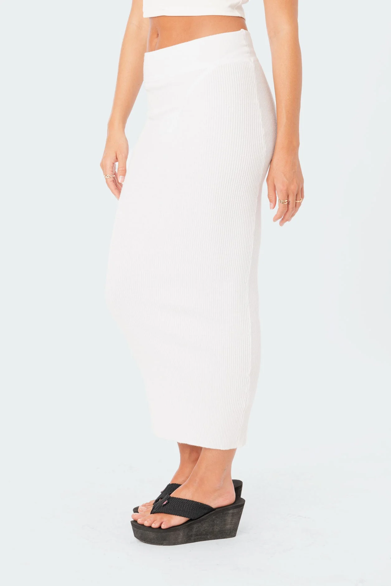 White Knitted Maxi Dress Skirt